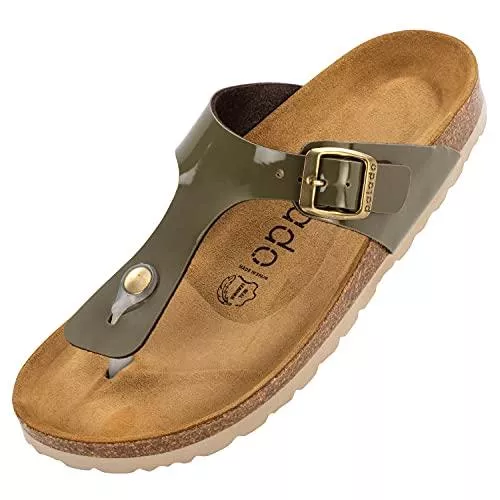 Palado Sandalen & Slides Palado® Damen Zehentrenner Kos | Made in EU | Sandalen in 16 Farben | Pantoletten mit Natur Kork-Fussbett und angenehm weichem Fußbett | Sohle aus feinem Velourleder