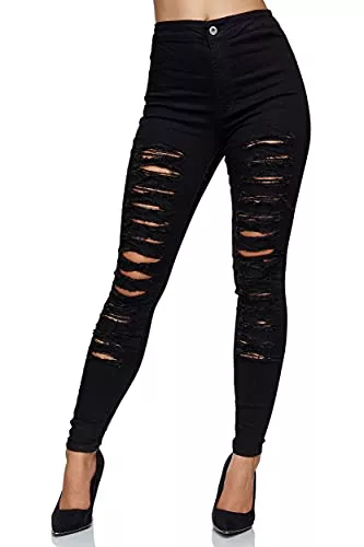 Elara Jeans Elara Damen Jeans High Waist Destroyed Chunkyrayan
