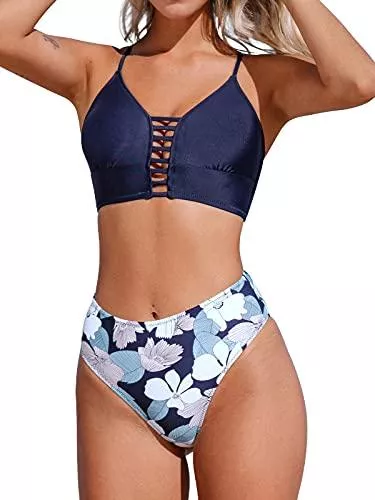 CUPSHE Bademode CUPSHE Damen Bikini Set mit Zierriemen Cut-Out Bademode Zweiteiliger Badeanzug