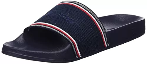 Tommy Hilfiger Sandalen & Slides Tommy Hilfiger Damen Essential Shiny Knit Pool Slide Schiebe-Sandalen