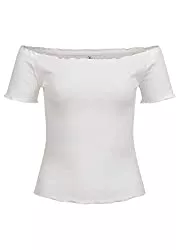 Seventyseven Lifestyle T-Shirts Seventyseven Lifestyle Damen Ribbed Off-Shoulder Frill Shirt