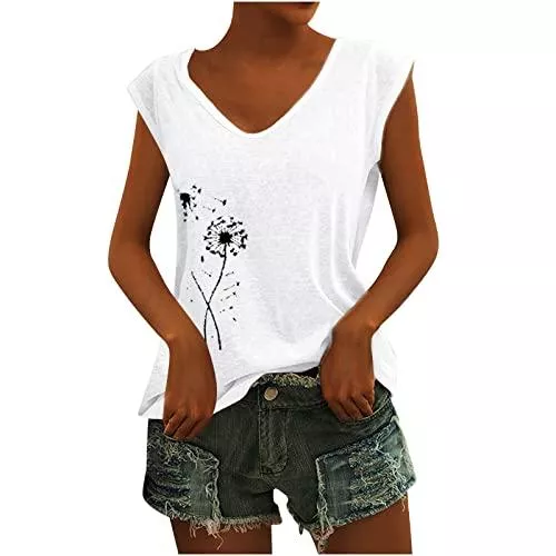 KOG T-Shirts Bluse Damen Elegant ärmellose t-Shirt Crop Tops Shirt Mädchen Weiß Oberteile Frauen Schwarz Kleidung Frau Grau Sommer Shirts Top Damen V-Ausschnitte Tshirt Casual Rundhals Klamotten Teenager Mädchen