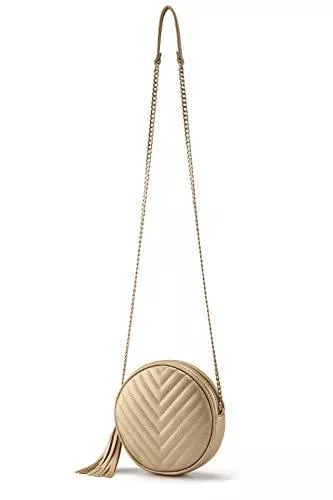 CHIC DIARY Taschen & Rucksäcke CHIC DIARY Damen Crossbody Tasche Runde Kleine Umhängetasche Schultertasche mit Quaster PU Leder Mode Handytasche