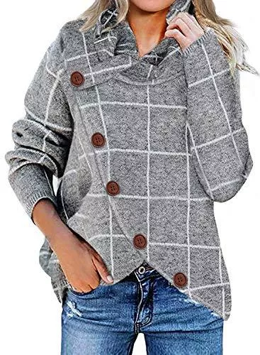 FIYOTE Pullover & Strickmode FIYOTE Damen Winterjacke Warm Strickjacke Rollkragen Cardigan Strickpullover Casual Wrap Wickel Pullover Sweater 7 Farbe S/M/L/XL/XXL