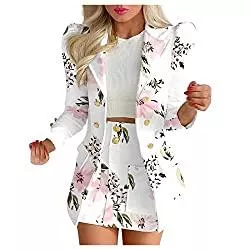 UYVBIAA Kostüme Hosenanzug Damen Business Outfit Slim Fit Blazer Elegant mit Anzughose/Rock für Frühling Sommer