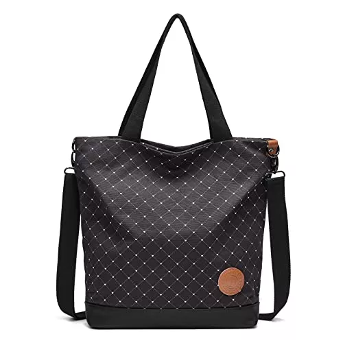 JANSBEN Taschen & Rucksäcke JANSBEN Canvas Tasche Damen Handtasche-enthusiastisch und Schön-Schultertasche Umhängetasche Groß mit Reißverschluss für Arbeit Schule Shopper Ausflug