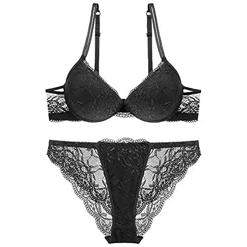 SHEKINI Nachtwäsche & Bademäntel SHEKINI Push Up BH Set,Damen Bügel BH Set Spitze BH und Slip Nicht Abnehmbarer Bra Panty Lingerie Unterwäsche mit Hakenverschluss und Verstellbare Träger