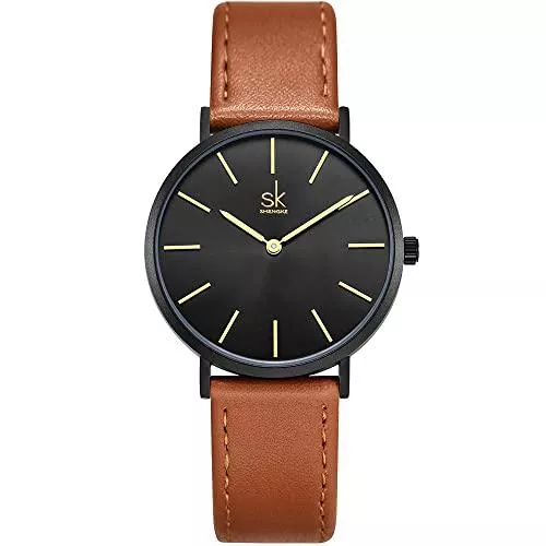 SHENGKE Uhren SHENGKE Damen Armbanduhr Kreative Frauen Uhren Marke Uhr Frauen Mesh Kleid Uhr Echtes Leder