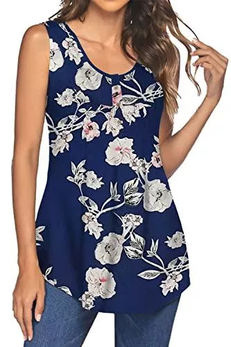 POGTMM Ärmellose Blusen POGTMM Damen Tank Top Sommer Knopfleiste Locker Elegant Ärmellose Bluse Shirt Tunika Oberteile