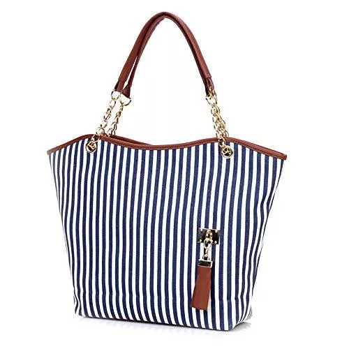 KEEPOP Taschen & Rucksäcke Keepop Damen Handtasche aus Segeltuch mit Quaste, gestreift