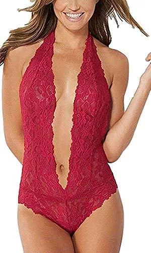 EVELUST Unterwäsche & Dessous EVELUST Damen Sexy Dessous Set Reizwäsche Rückenfreier Spitze Teddy Bodysuit, Einteiliger Weicher Wellenschliff Nachtwäsche