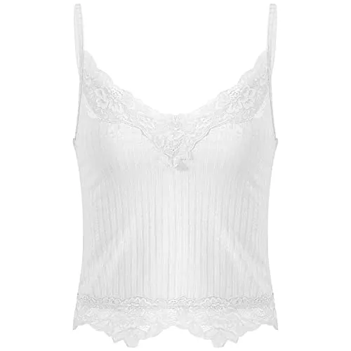 Doomiva Tops Doomiva Damen Top Spitze Trägertop Frauen Sommer Ärmelloses Crop Top Y2K Tank Top Weste Gogo Party Top Clubwear