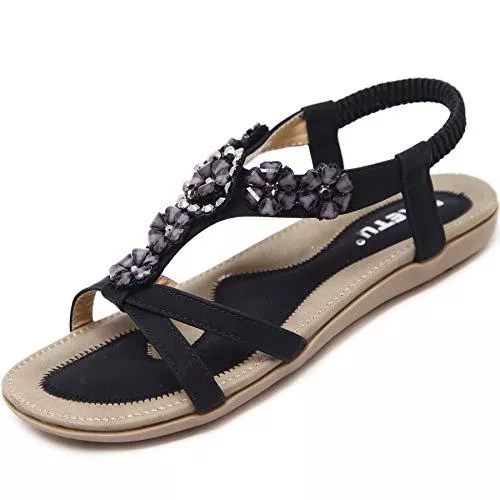 Acfoda Sandalen & Slides Acfoda Flache Sandalen Damen Sommer Freizeit Zehentrenner mit Weiche Fußbett, Gr.35-45