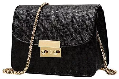 Honeymall Taschen & Rucksäcke Honeymall Kleine Damentasche Umhängetasche Citytasche Schultertasche Handtasche Elegant Retro Vintage Tasche Kette Band(Schwarz)