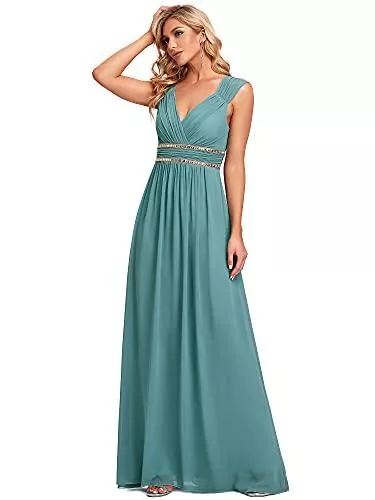 Ever-Pretty Abendkleider Ever-Pretty Damen Abendkleid A-Linie V Ausschnitt Brautjungfer rückenfrei lang 08697