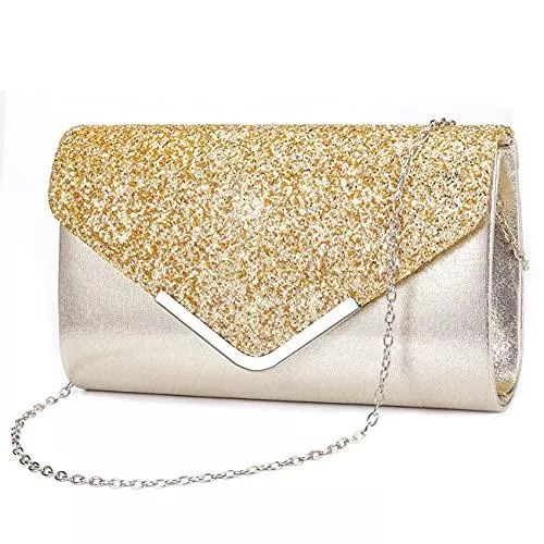 JOEupin Taschen & Rucksäcke JOEupin Damen Abendtasche Plissee Umschlag Clutch Handtasche Hochzeit Party Braut Geldbörse