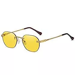 Aiweijia Sonnenbrillen & Zubehör Aiweijia Unisex Quadrat Sonnenbrille Metall Randlose Sonnenbrille Überdimensioniert Saubere Linse Jahrgang UV400-Brille