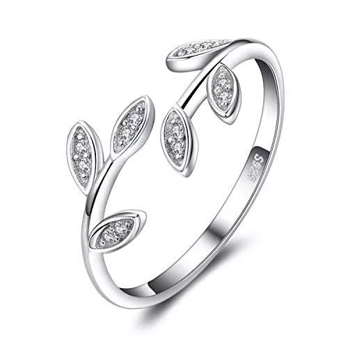 JewelryPalace Schmuck JewelryPalace Olivenblatt Verstellbar Promise Stapelring Eheringe Ring Silber 925 Damen, Zirkonia Silberringe Trauringe Damenring Öffnen Damen Ringe Set, Damen Schmuck