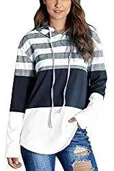 SMENG Pullover & Strickmode SMENG Damen Color Block Lace Triple Hoodies Streifen Pullover Langarm Tops