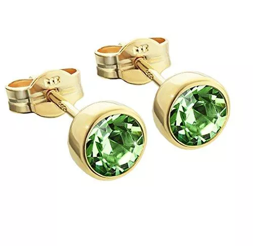 NKlaus Schmuck NKlaus Paar Ohrstecker Gold 333er 5,50mm hellgrün Zirkonia Damen Herren Kinder 6611