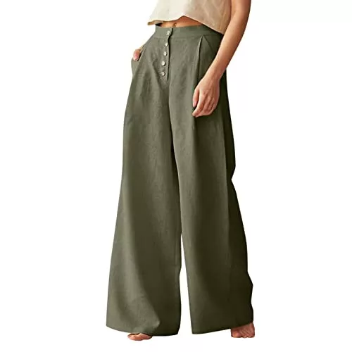 min-bmao Hosen Damen Sommerhose Leicht Freizeithose Frauen Loose Fit Sweathose Straight Bein Hose Leinenhose Loose Beach Pants Mädchen Haremshose Strandhose Lässige Große Größe Stoffhose Jogginghose Yogahose
