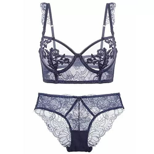 Cwang Unterwäsche & Dessous Cwang Damen Unterwäsche Set BH mit Bügel ohne Polster Unterhosen Spitze Slips Nachtwäsche Dessous Sets