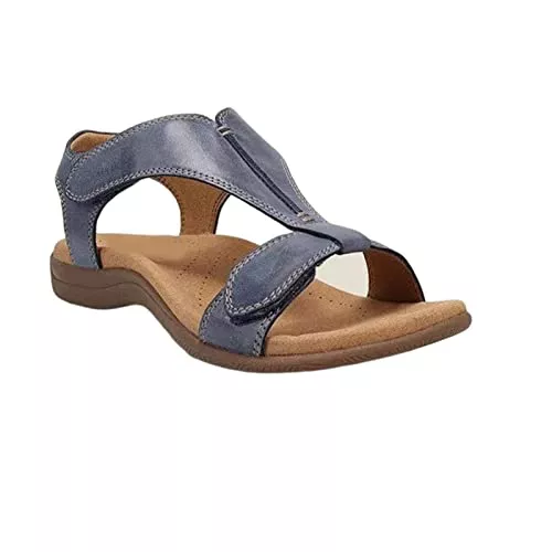 PYLTT Sandalen & Slides PYLTT Damen Flache Sandalen Damen Slide Sandale Fußgewölbe Stützende Riemchen Offene Zehen Schuhe - Klettverschluss Slides Sandalen für Damen