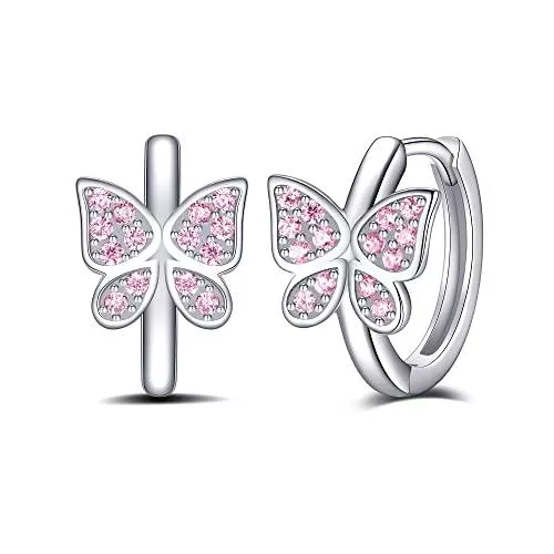 Jrêveinfini Schmuck Jrêveinfini Schmetterling Creolen Ohrringe Damen Mädchen Kinder Teenager Sterling Silber 925, Schmetterling Geschenk für Mädchen Frauen mit Geschenkbox