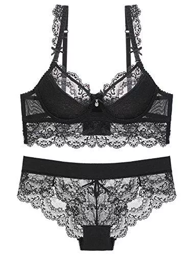 Aivtalk Unterwäsche & Dessous Aivtalk Damen Dessous BH Set Spitze V Push Up BH Große Größen Bra und Slip Unterwäsche Lingerie Panty Set