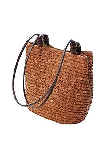 ACAMPTAR Taschen & Rucksäcke ACAMPTAR Gestrickte Stroh Tasche Sommer Boehmen Mode Frauen Handtaschen Streifen Umhaengetaschen Strandtasche grosse Tragetaschen ()
