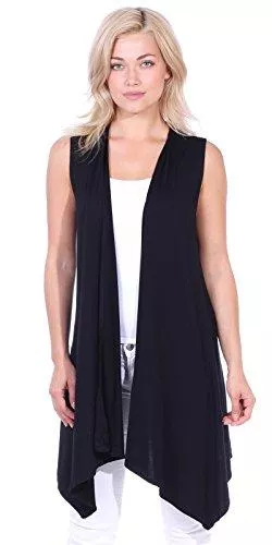Popana Westen Popana Damen Casual Ärmellos Lange Duster Cardigan Weste Plus Size Made in USA