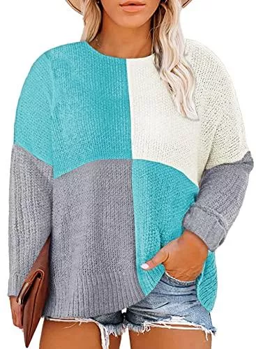 Eytino Pullover & Strickmode Eytino Damen Oversized Rundhals Langarm Stern Print Casual Strickpullover Pullover Tops S-XXL