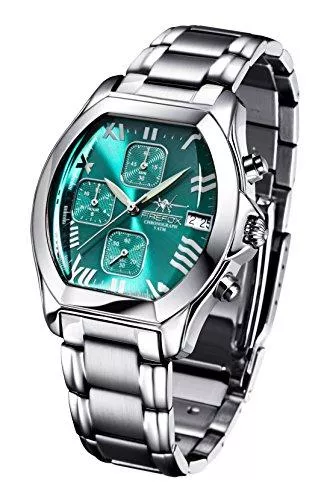 FIREFOX Uhren FIREFOX NEBUKADNEZAR FFS175-115 Sunray türkis Damenuhr Armbanduhr Chronograph massiv Edelstahl Sicherheitsfaltschließe wasserdicht Laufwerk Miyota OS10