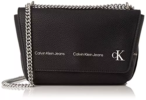 Calvin Klein Jeans Taschen & Rucksäcke Calvin Klein Jeans Damen Sculpt Pebble E/W FLAP CONV Crossovers, Schwarz, Einheitsgröße