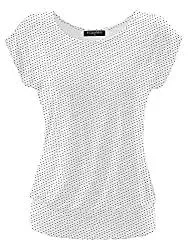 FLEASEE T-Shirts FLEASEE Damen T-Shirt Kurz Ärmel Bluse Stretch Lässig Tunika Allover Druck Oberteile Top