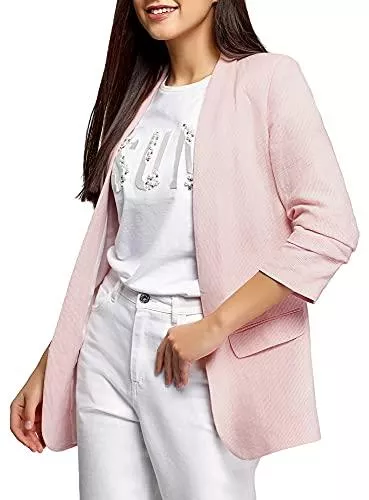 oodji Ultra Blazer oodji Ultra Damen Verschlussloser Blazer mit 3/4-Ärmeln