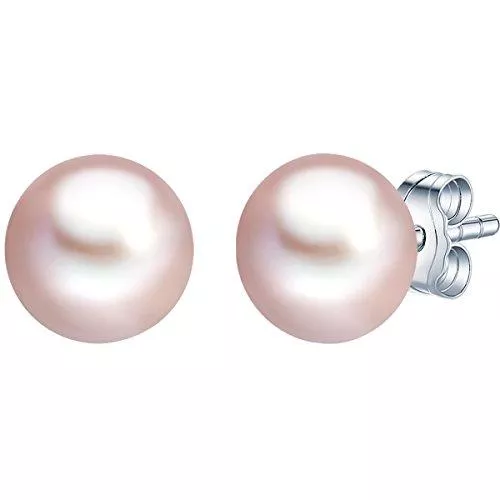 Valero Pearls Schmuck Valero Pearls Damen-Ohrstecker Hochwertige Süßwasser-Zuchtperlen in ca. 7 mm Button rosé 925 Sterling Silber - Perlenohrstecker mit echten Perlen flieder 178830