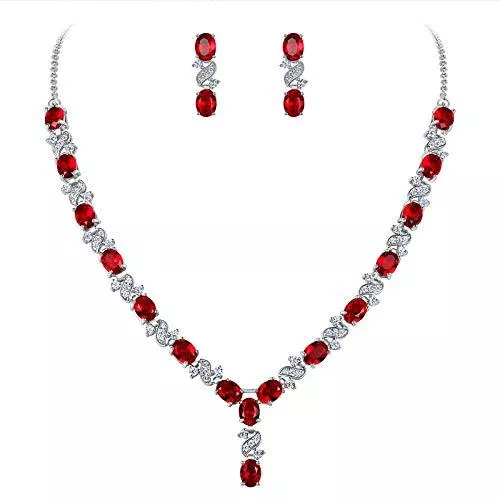 Clearine Schmuck Clearine Damen Elegant Delicate Cubic Zirconia Unendlichkeit Y-Form Halskette Dangle Ohrringe Set