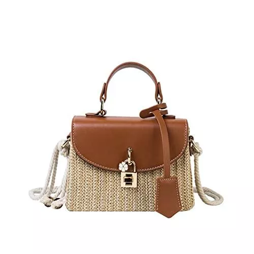 SYT-MD Taschen & Rucksäcke SYT-MD Strohtaschen, Mode Rattan Damen Umhängetasche Handtasche Wicker Weave Messenger Bag Sommer Strand Strohbeutel korbtasche