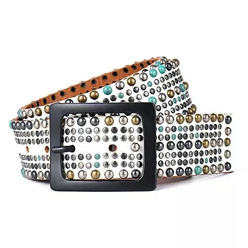 H2&amp;B Gürtel H2&amp;B Damenmodegürtel aus Leder, Retro-Nietengürtel für Damen, Unisex-Retro-Ledergürtel