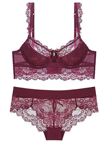 Aivtalk Unterwäsche & Dessous Aivtalk Damen Dessous BH Set Spitze V Push Up BH Große Größen Bra und Slip Unterwäsche Lingerie Panty Set