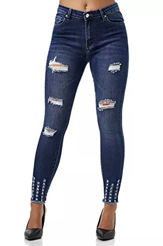 Elara Jeans Elara Damen Jeans High Waist Destroyed Chunkyrayan