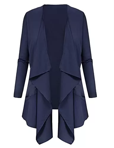 Totatuit Strickjacken Totatuit Damen Lässige Langarm Dünne Strickjacken Leicht Cardigan mit offener Vorderseite Unregelmäßiger Saum Strickjacke Freizeit Jacket Outerwear