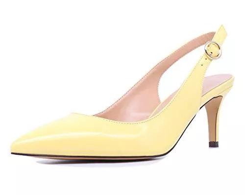 Castamere High Heels Castamere Damen Kitten Heels Slingback Sandalen Adjustable-Strap Spitzen Zehen Pumps Stilettos 6.5CM