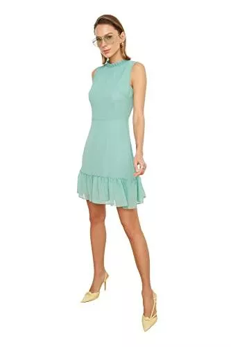 TRENDYOL Business TRENDYOL Damen Mint-Frilly-Kleid Business Casual Dress