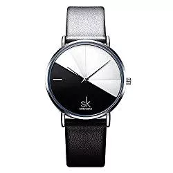 SHENGKE Uhren SHENGKE Damen Armbanduhr Kreative Frauen Uhren Marke Uhr Frauen Mesh Kleid Uhr Echtes Leder