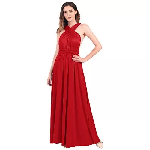 FYMNSI Abendkleider FYMNSI Damen Multiway Lange Abendkleid Hochzeit Brautjungfernkleid Bodenlang Partykleid Cocktailkleid Cabrio Wickelkleid V-Ausschnitt Festlich Kleid Rückenfrei Neckholder Maxikleid Sommer Strandkleid
