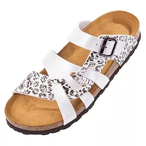Palado Sandalen & Slides Palado® Damen Sandalen Kreta | Made in EU | Hausschuhe in vielen Farben | Pantoletten mit Natur Kork-Fussbett und angenehm weichem Fußbett | Sohle aus feinem Velourleder