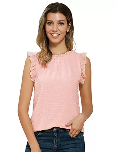 GRACE KARIN Ärmellose Blusen GRACE KARIN Damen Elegant Chiffon Bluse Rundhals Ärmellose Shirt Casual Tops Oberteile