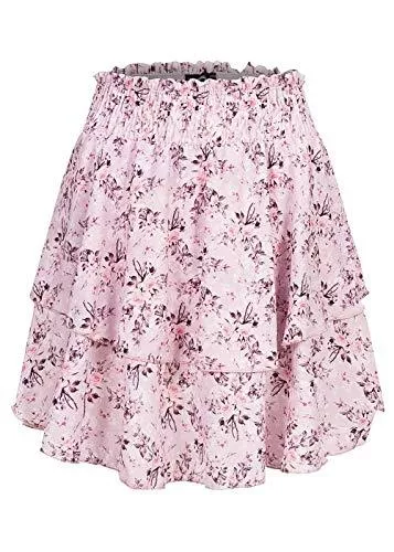 Styleboom Fashion Röcke Styleboom Fashion Damen Mini Stufenrock 2-lagig Blumen Muster